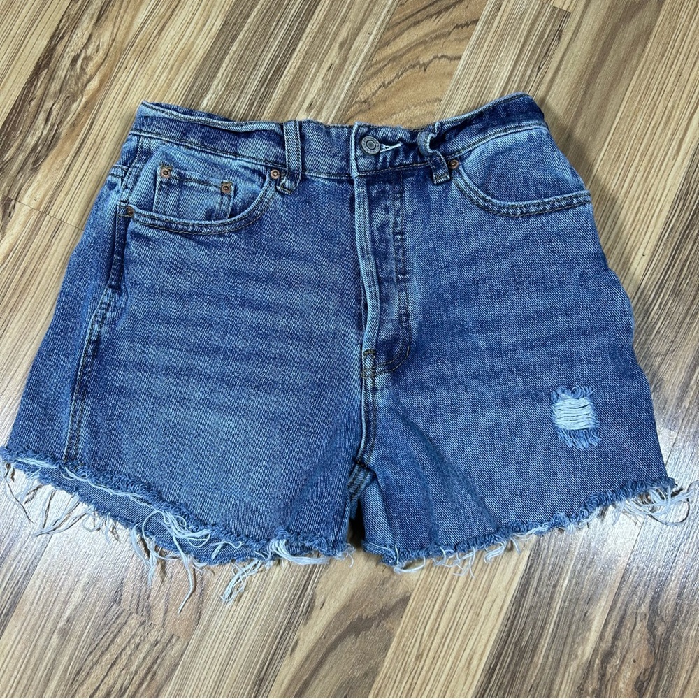 Pacsun Women's Baggy Jean Jean Shorts Size 25   Button Fly Blue Denim